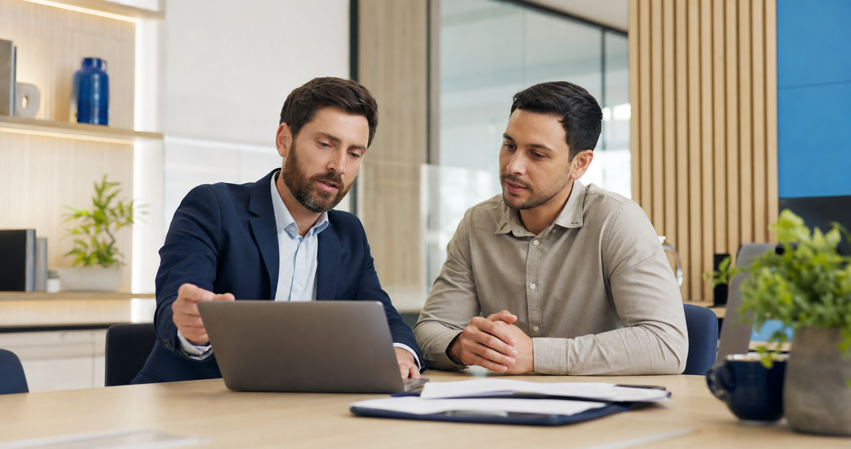 Contador orientando um empreendedor sobre o enquadramento da empresa